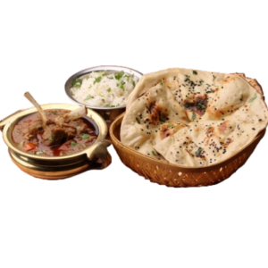 Rice + Curry Mutton + Veg + Dal + Butter Naan